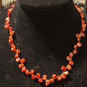 Vintage Dyed Pink Mother Of Pearl Necklace With Toggle Closure